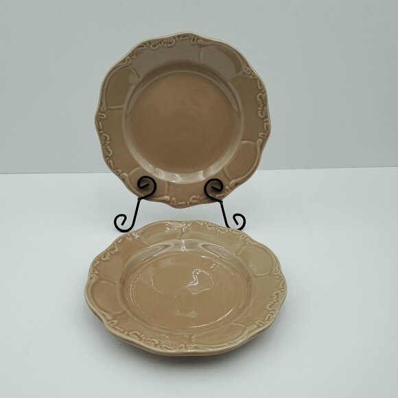Casa Cristina Cafe Salad Plates Mocha Brown Embossed 8" Dessert Appetizer Plates - Picture 1 of 8